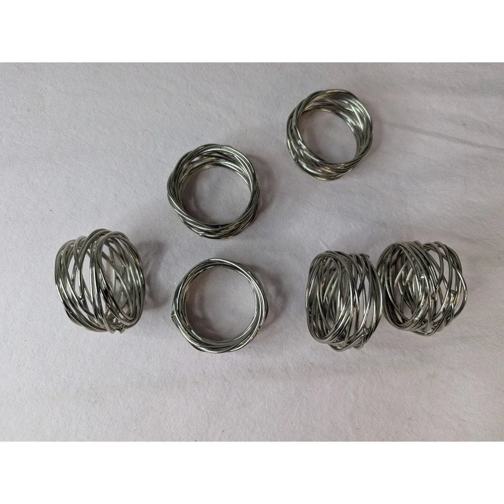 6 lot silver twisted metal napkin rings‎ holder tablescape table decoration